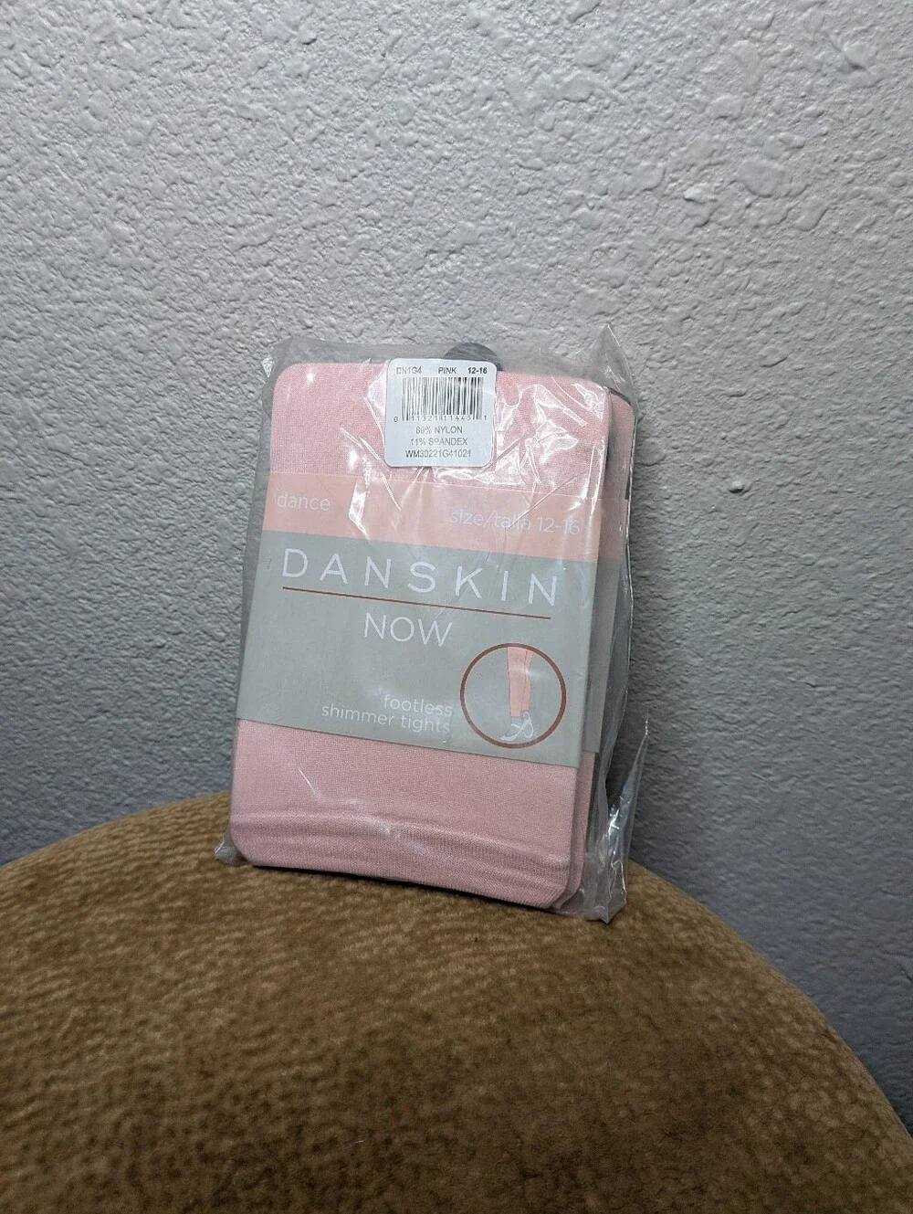 New Danskin Now Girls Pink Sheer Dance Footless Shimmer Tights 12-16